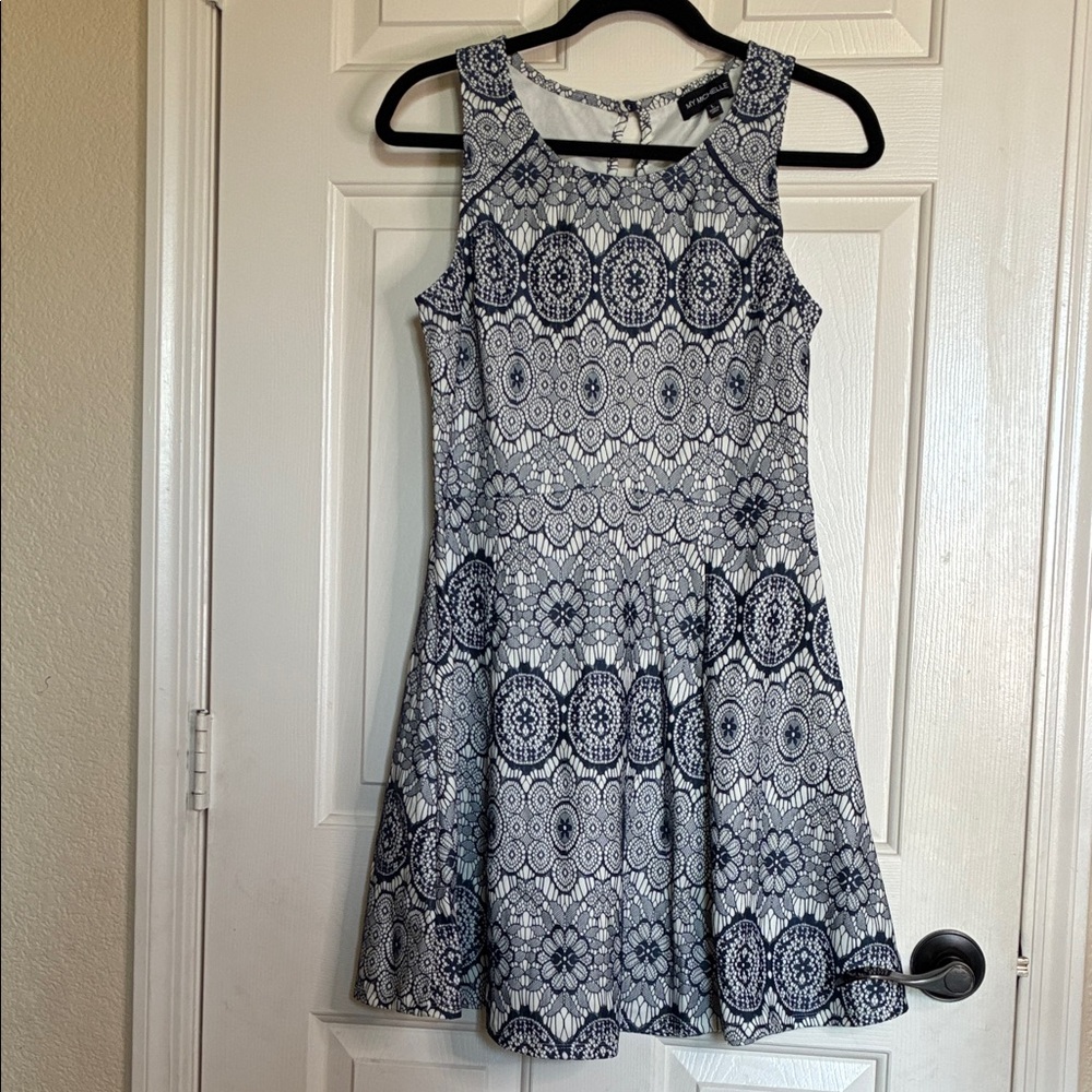 H&M Black and White Patterned Mini Dress